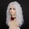 SEVENCOLORS Long Black Wavy Wigs for Women Natural Soft Hair Black Wig with Bangs Synthetic Fluffy Curly Wigs for Daily Party Cosplay(White)