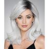 SEVENCOLORS Medium Length Strawberry Blonde Wigs for Women Layered Straight Blonde Wigs with Dark Roots Synthetic Hair Wig for Daily Party Cosplay(white grey)