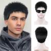 SEVENCOLORS Mens Wig Short Auburn Wigs for Men Natural Layered Reddish Synthetic Wigs Daily Cosplay Costume Buzz Cut Male Wig(Black)