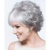 SEVENCOLORS Short Blonde Curly Wigs for White Women Natural Looking Blonde Wavy Wigs with Dark Roots Synthetic Hair Short Womens Wig(Mixed gray)