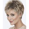 SEVENCOLORS Short Blonde Wigs for White Women Synthetic Hair Mixed Brown Wigs with Bangs Natural Layered Pixie Cut Wig for Women(Blonde with dark root)