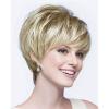 SEVENCOLORS Short Blonde Wigs for White Women Synthetic Hair Mixed Brown Wigs with Bangs Natural Layered Pixie Cut Wig for Women(Mixed blonde)