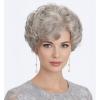 SEVENCOLORS Short Blonde Wigs for White Women Synthetic Hair Mixed Brown Wigs with Bangs Natural Layered Pixie Cut Wig for Women(grey curly wig)