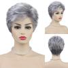 SEVENCOLORS Short Blonde Wigs for White Women Synthetic Hair Mixed Brown Wigs with Bangs Natural Layered Pixie Cut Wig for Women(silver pixie cut wig)