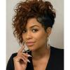 SEVENCOLORS Short Brown Curly Wigs for Black Women Pixie Cut Bob Wigs Synthetic Hair Short Wavy Wigs with Bangs Asymmetrical Brown and Black Wig(Brown mixed black)