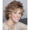 imageSEVENCOLORS Short Brown Mixed Blonde Wigs for White Women Layered Natural Dark Brown Pixie Wig with Highlights Synthetic Hair Womens WigsMixed blonde
