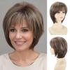 SEVENCOLORS Short Brown Wigs for White Women Natural Hair Lace Front Pixie Bob Wigs Synthetic Brown Mix Blonde Short Womens Wig