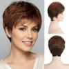 SEVENCOLORS Short Pixie Wigs for Women Layered Natural Looking Dark Brown Wig with Grey Highlights Synthetic Short Hair Womens Wigs(Auburn)