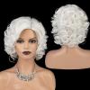 SEVENCOLORS Wigs for Black Women Afro Short Curly Bob Wigs Synthetic Hair African American Wig Natural Looking Glueless Big Curly Wigs(Brown Mixed Blonde)(White)