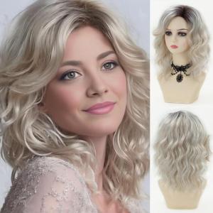 SEVENCOLORS Long Black Wavy Wigs for Women Natural Soft Hair Black Wig with Bangs Synthetic Fluffy Curly Wigs for Daily Party Cosplay(Platinum)