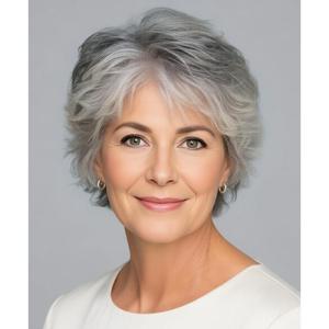SEVENCOLORS Short Grey Wigs for Women Lace Front Silver Gray Short Wavy Bob Wigs Natural Hair Synthetic Wigs for Older White Women(Mixed silver)