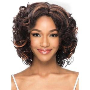SEVENCOLORS Wigs for Black Women Afro Short Curly Bob Wigs Synthetic Hair African American Wig Natural Looking Glueless Big Curly Wigs(Brown Mixed Blonde)(Brown mixed blonde)