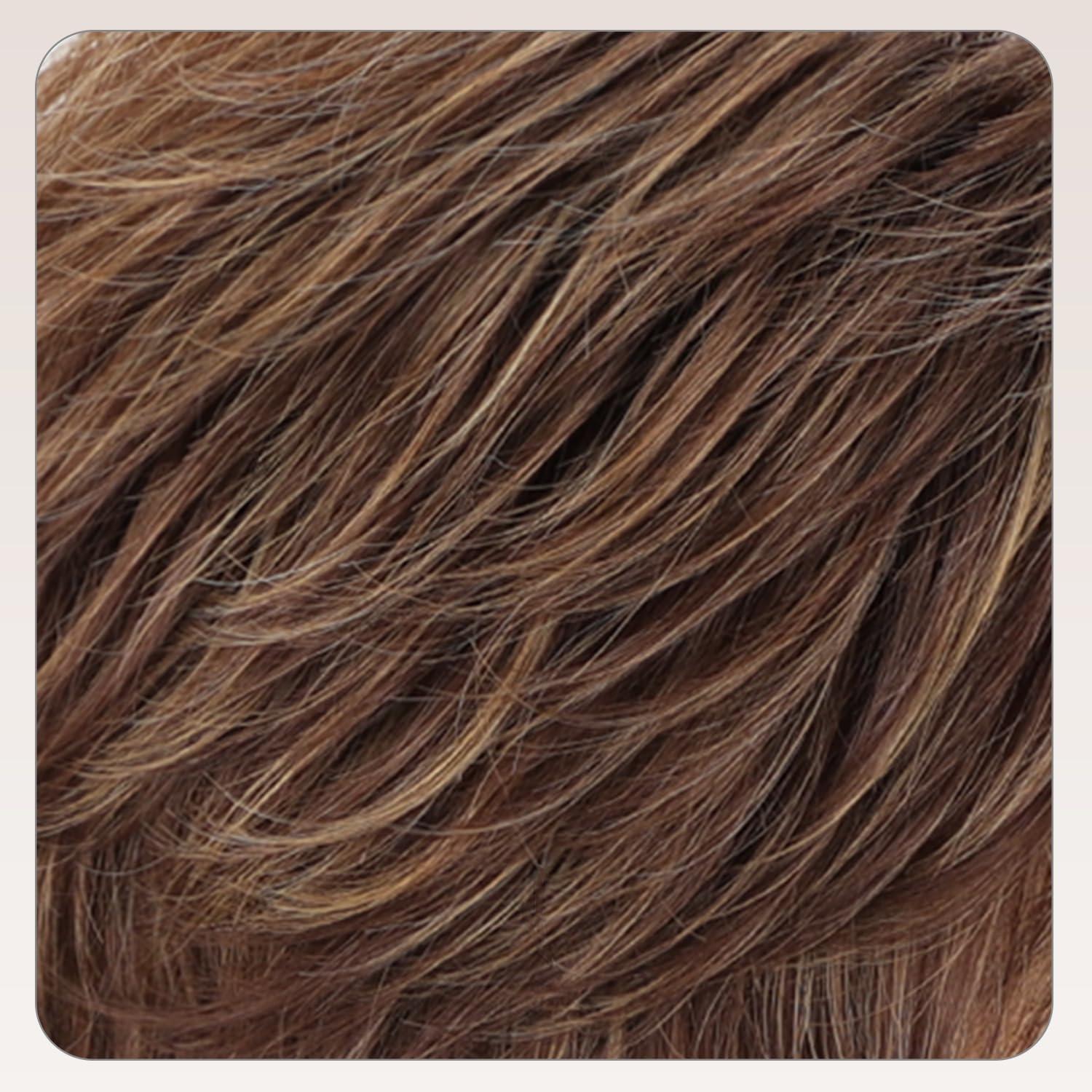 imageSEVENCOLORS Short Brown Mixed Blonde Wigs for White Women Natural Layered Curly Wig with Bangs Synthetic Short Womens Wigs