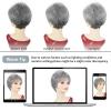 SEVENCOLORS Grey Wigs for Women Layered Pixie Cut Wigs with Bangs Synthetic Natural Hair Short Gray Silver Wig for Older Lady