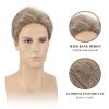 SEVENCOLORS Mens Wig Short Natural Mocha Brown Wigs for Male Synthetic Hair Costume Halloween Party Slicked-Back Wigs