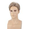 SEVENCOLORS Mens Wig Short Natural Mocha Brown Wigs for Male Synthetic Hair Costume Halloween Party Slicked-Back Wigs