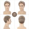 SEVENCOLORS Mens Wig Short Natural Mocha Brown Wigs for Male Synthetic Hair Costume Halloween Party Slicked-Back Wigs