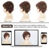 SEVENCOLORS Short Brown Mixed Blonde Wigs for White Women Natural Layered Curly Wig with Bangs Synthetic Short Womens Wigs