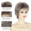 SEVENCOLORS Short Pixie Wavy Wigs for White Women Natural Looking Layered Brown Blonde Highlights Wig Synthetic Hair Womens Wigs
