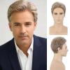 SEVENCOLORS Mens Wig Short Natural Mocha Brown Wigs for Male Synthetic Hair Costume Halloween Party Slicked-Back Wigs