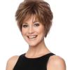 SEVENCOLORS Short Brown Mixed Blonde Wigs for White Women Natural Layered Curly Wig with Bangs Synthetic Short Womens Wigs