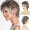 SEVENCOLORS Short Pixie Wavy Wigs for White Women Natural Looking Layered Brown Blonde Highlights Wig Synthetic Hair Womens Wigs
