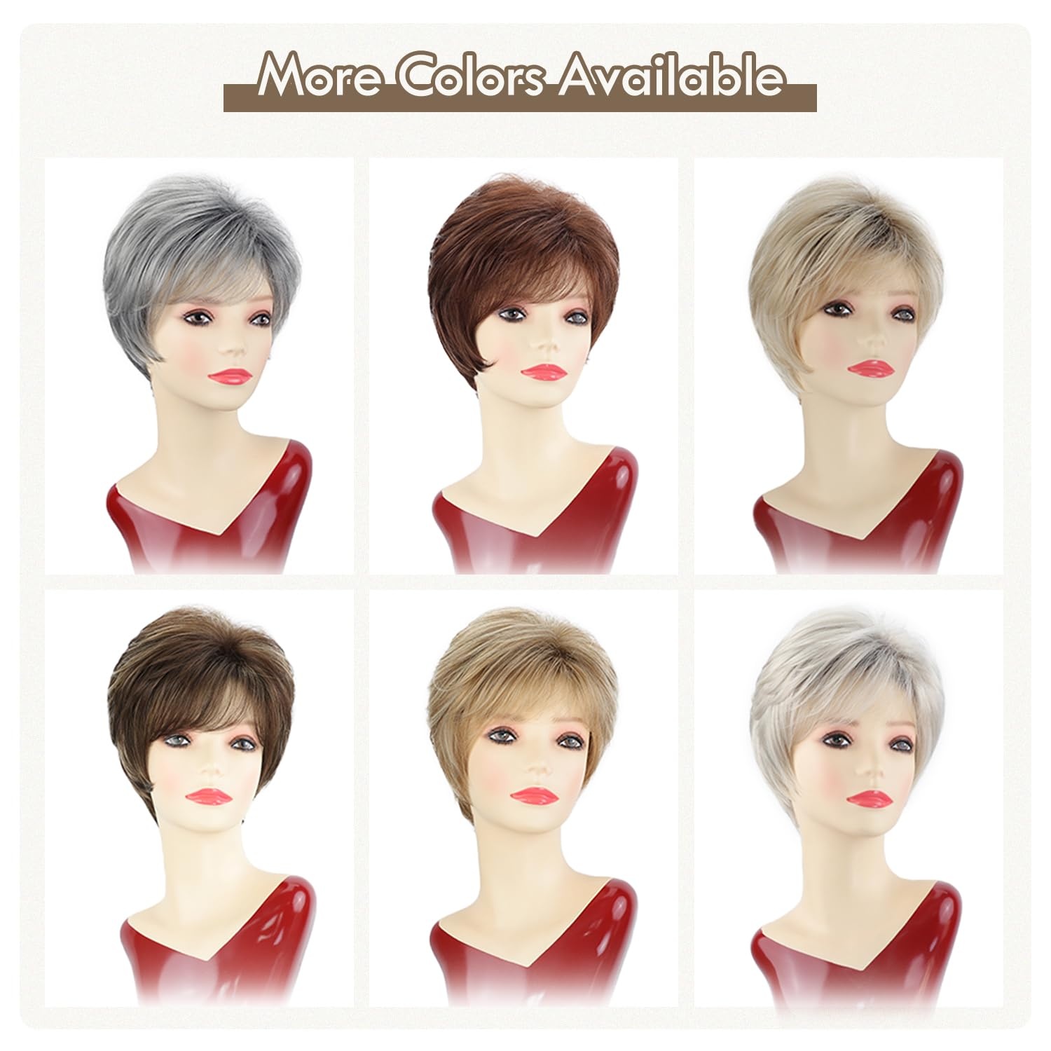 image:imageSEVENCOLORS Short Brown Blonde Wigs for White Women Natural Hair Layered Lightweight Wig with Highlights Synthetic Womens Daily WigsAsh blonde with dark root