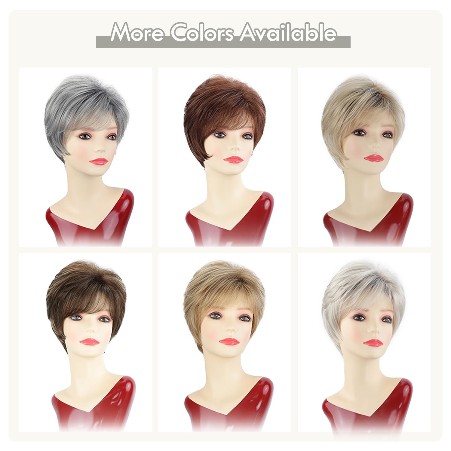 image:imageSEVENCOLORS Short Brown Blonde Wigs for White Women Natural Hair Layered Lightweight Wig with Highlights Synthetic Womens Daily WigsSilver white