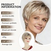 SEVENCOLORS Short Brown Blonde Wigs for White Women Natural Hair Layered Lightweight Wig with Highlights Synthetic Womens Daily Wigs(Ash blonde with dark root)