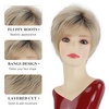 SEVENCOLORS Short Brown Blonde Wigs for White Women Natural Hair Layered Lightweight Wig with Highlights Synthetic Womens Daily Wigs(Ash blonde with dark root)