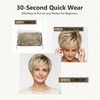 SEVENCOLORS Short Brown Blonde Wigs for White Women Natural Hair Layered Lightweight Wig with Highlights Synthetic Womens Daily Wigs(Ash blonde with dark root)