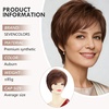 SEVENCOLORS Short Brown Blonde Wigs for White Women Natural Hair Layered Lightweight Wig with Highlights Synthetic Womens Daily Wigs(Auburn)