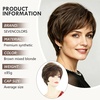 SEVENCOLORS Short Brown Blonde Wigs for White Women Natural Hair Layered Lightweight Wig with Highlights Synthetic Womens Daily Wigs(Brown mixed blonde)