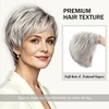 SEVENCOLORS Short Brown Blonde Wigs for White Women Natural Hair Layered Lightweight Wig with Highlights Synthetic Womens Daily Wigs(Silver white)
