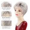 SEVENCOLORS Short Brown Blonde Wigs for White Women Natural Hair Layered Lightweight Wig with Highlights Synthetic Womens Daily Wigs(Silver white)